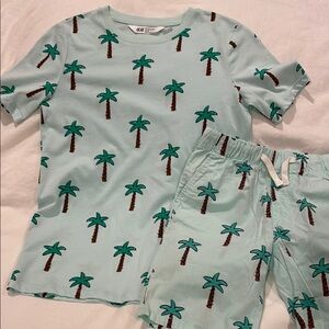 H&M Kids Pajamas - Light Blue with Palm Tree Print